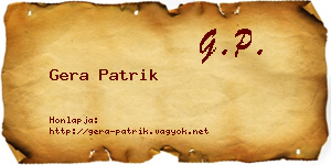 Gera Patrik névjegykártya